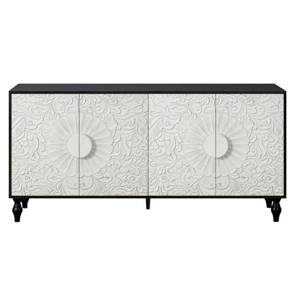 Carved Symmetrical Design Door Sideboards