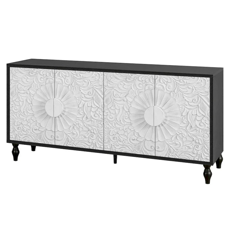 Carved Symmetrical Design Door Sideboards