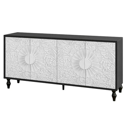 Carved Symmetrical Design Door Sideboards