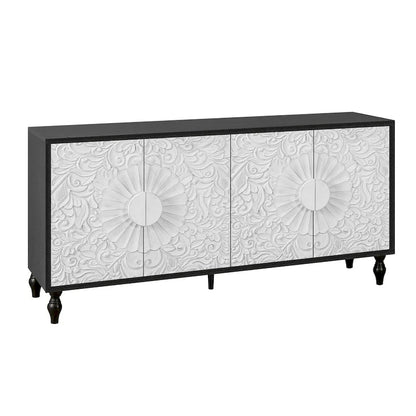Carved Symmetrical Design Door Sideboards