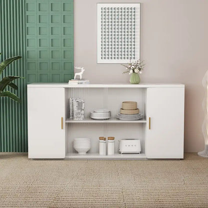 Modern Wooden Side Cabinets with 2 Doors and 1 Glass Doors