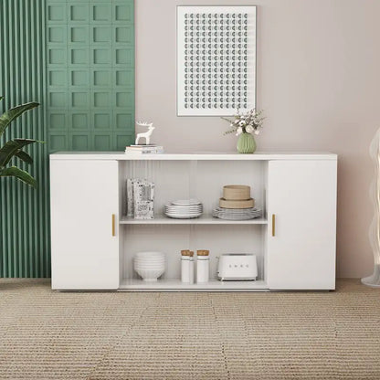 Modern Wooden Side Cabinets with 2 Doors and 1 Glass Doors