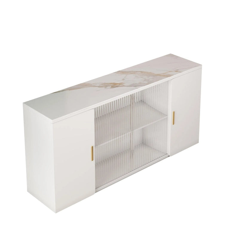 Modern Wooden Side Cabinets with 2 Doors and 1 Glass Doors