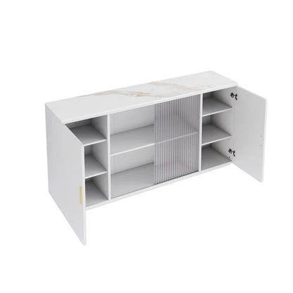 Modern Wooden Side Cabinets with 2 Doors and 1 Glass Doors