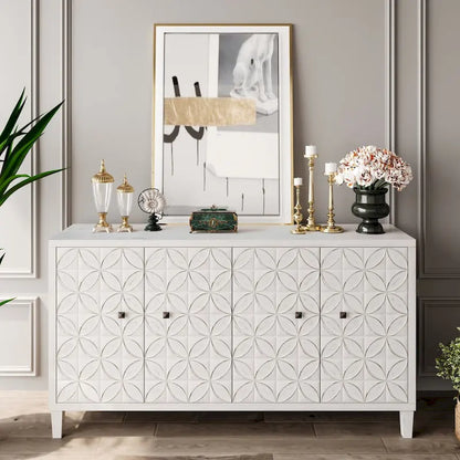 Accent Cabinet 4 Door Wooden Cabinet Sideboard Buffet Server Cabinet - N/A