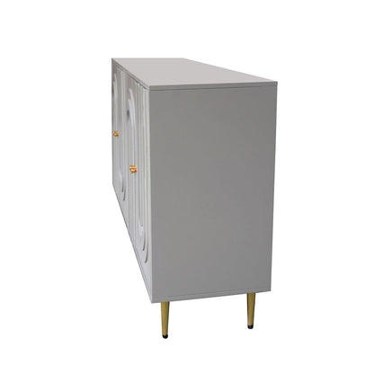 Modern Gray Lacquered 4 Door Wooden Cabinet Sideboard Buffet Server Cabinet - N/A