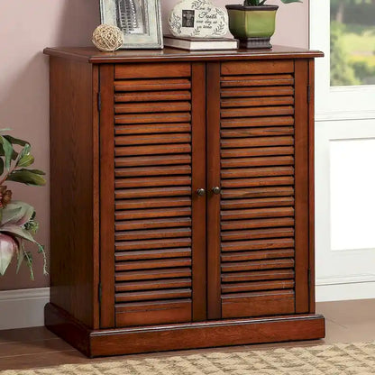 30 Modern Transitional Design 1pc Shoe Cabinet Oak Finish Adjustable Shelves - N/A