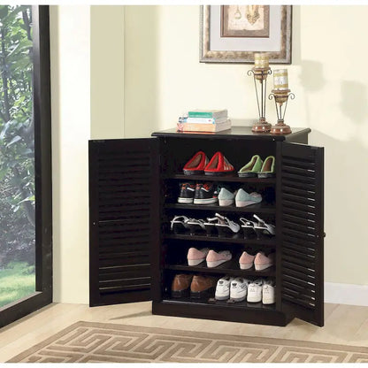 30 Modern Transitional Design 1pc Shoe Cabinet Oak Finish Adjustable Shelves - N/A