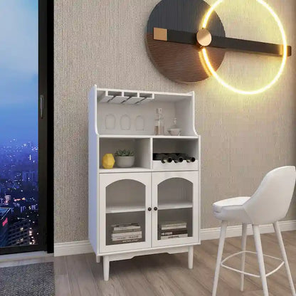 Living Room Wine Cabinet with Removable Wine Rack and Wine Glass Rack - 27.56L * 15.75W * 50.39H