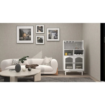 Living Room Wine Cabinet with Removable Wine Rack and Wine Glass Rack - 27.56L * 15.75W * 50.39H