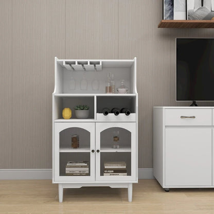 Living Room Wine Cabinet with Removable Wine Rack and Wine Glass Rack - 27.56L * 15.75W * 50.39H
