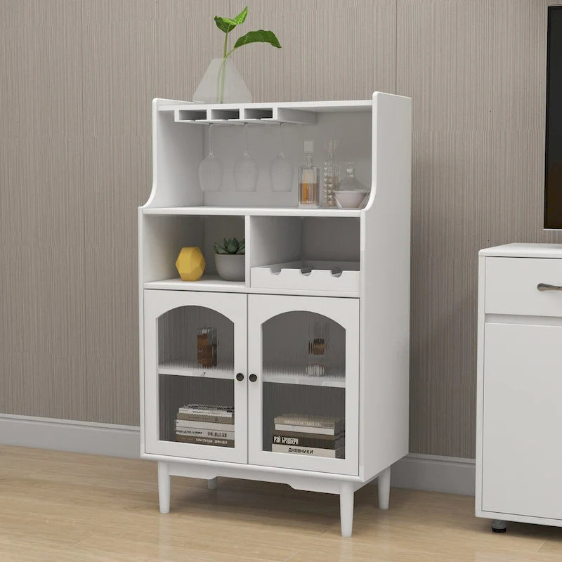 Living Room Wine Cabinet with Removable Wine Rack and Wine Glass Rack - 27.56L * 15.75W * 50.39H