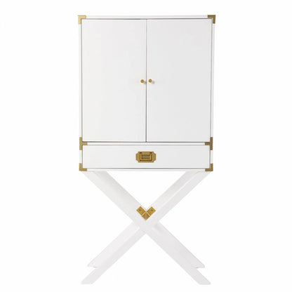 30 White Corner Display Stand With One Shelf And One Drawer