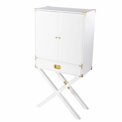 30 White Corner Display Stand With One Shelf And One Drawer