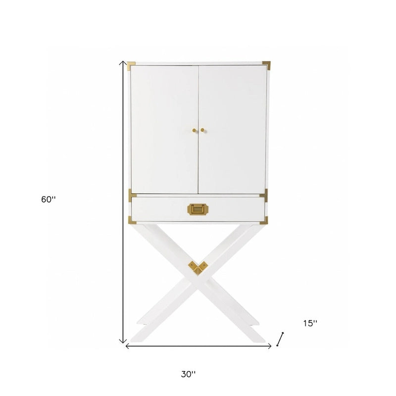 30 White Corner Display Stand With One Shelf And One Drawer