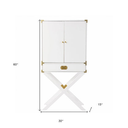30 White Corner Display Stand With One Shelf And One Drawer
