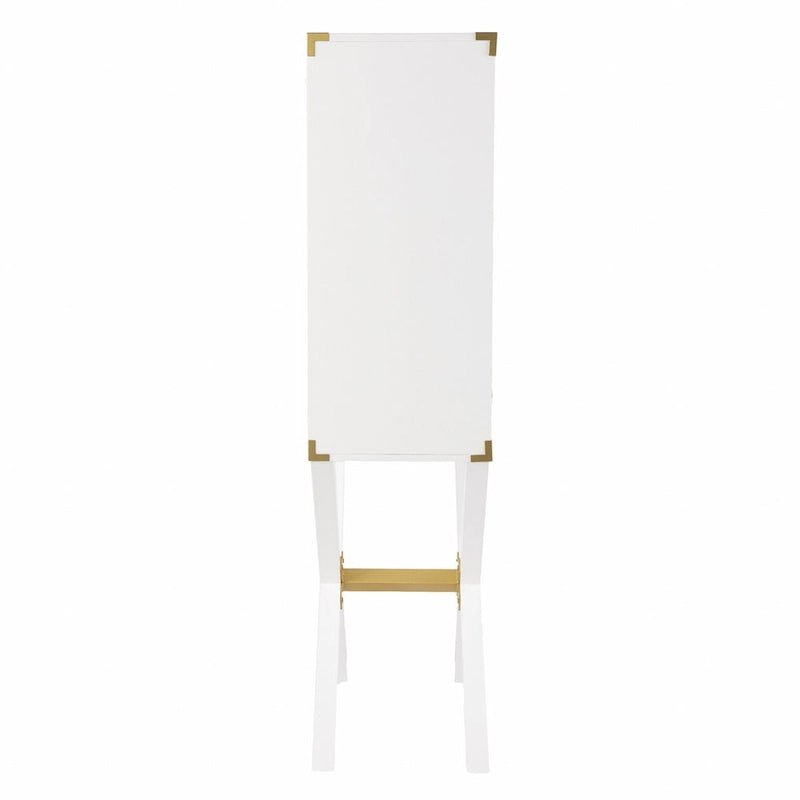 30 White Corner Display Stand With One Shelf And One Drawer