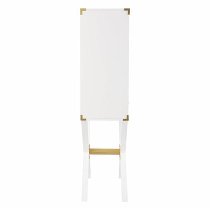 30 White Corner Display Stand With One Shelf And One Drawer
