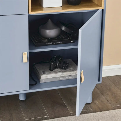 Modern Wood Sideboard Cabinet with Round Legs and Shelf - N/A
