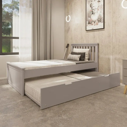 Yes4wood Twin Trundle Bed for Kids, Solid Wood