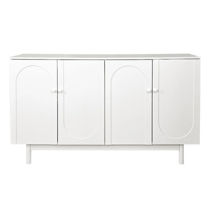 Functional 4-Door Intaglio Storage Cabinet with Pine Legs
