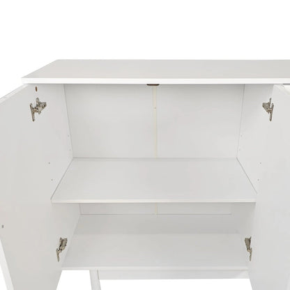 Functional 4-Door Intaglio Storage Cabinet with Pine Legs