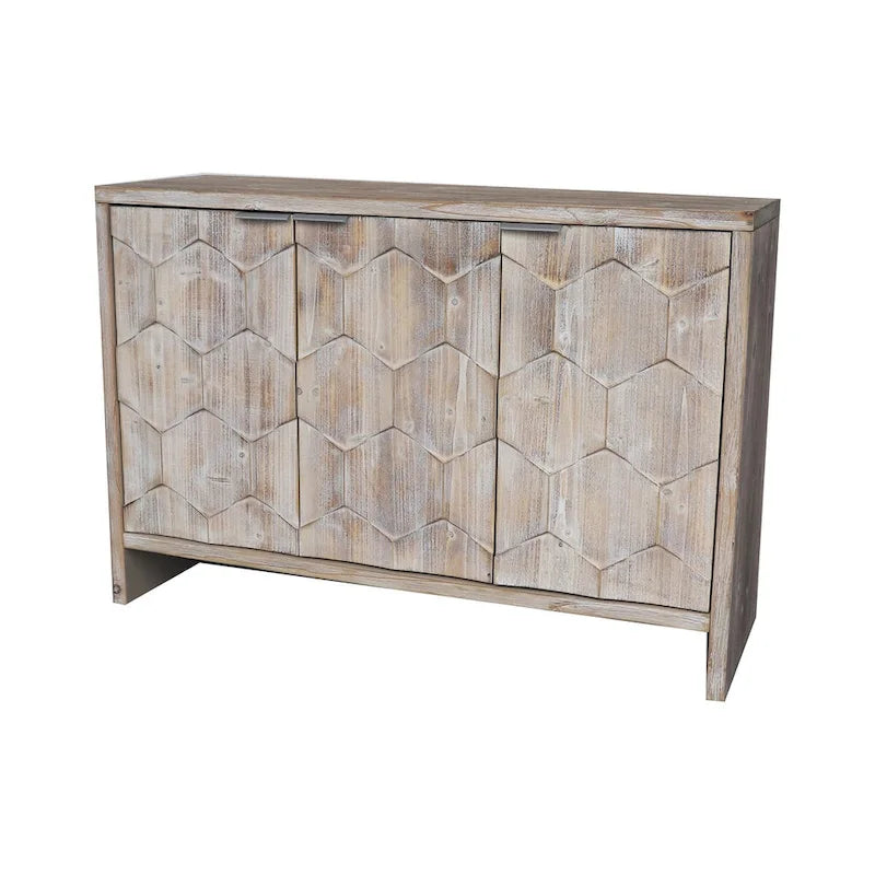 3 Door Wooden Cabinet Sideboard Buffet - N/A