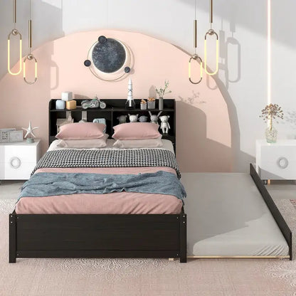 Full Bed with Trundle,Bookcase