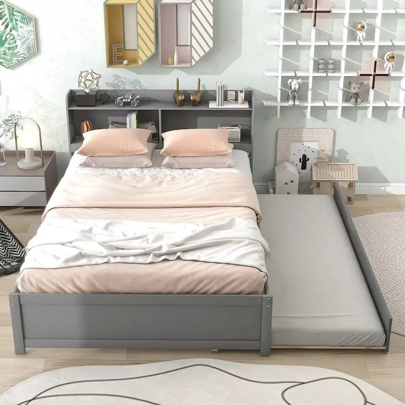 Full Bed with Trundle,Bookcase