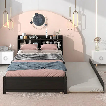 Full Bed with Trundle,Bookcase