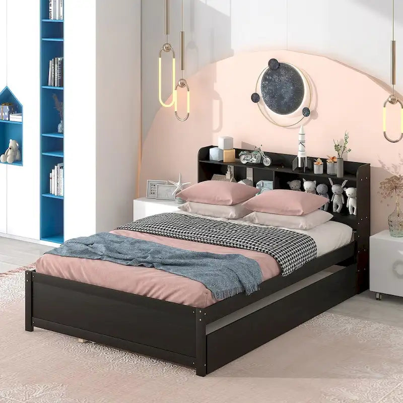 Full Bed with Trundle,Bookcase