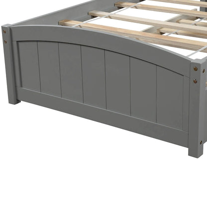 Twin Size Solid Wood Bedroom Platform Bed with Trundle