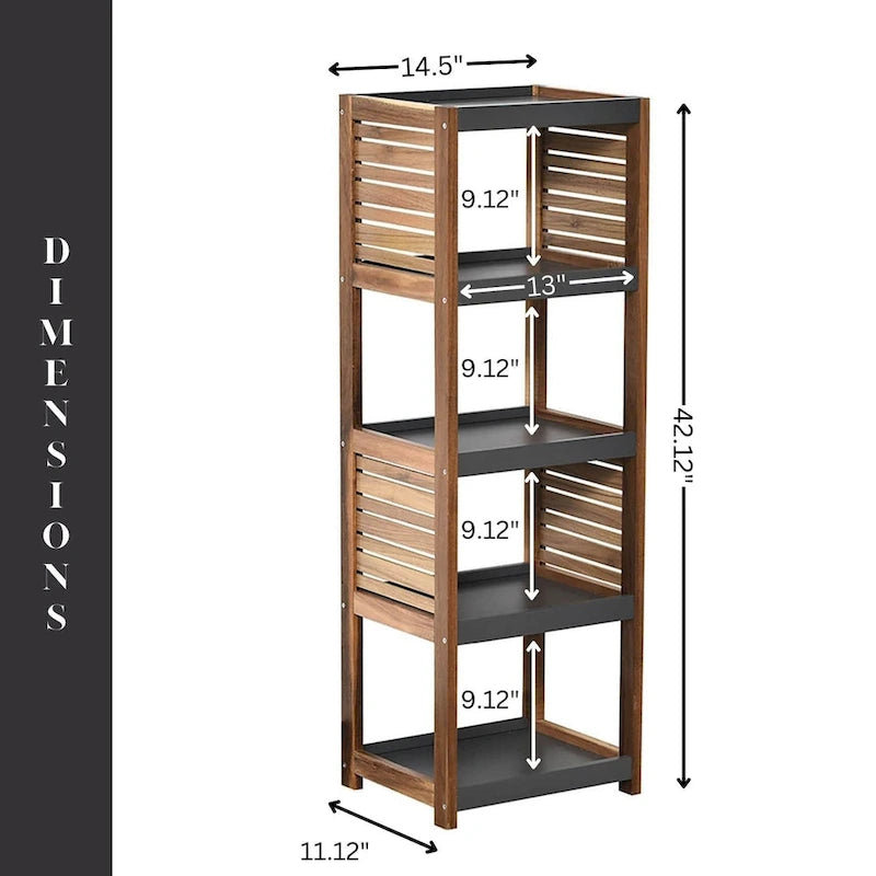 Open-Shelf Storage Unit with Vented Design, Brown and Gray - Elements Collection - 42 3/4Hx14.5Lx11 3/4W