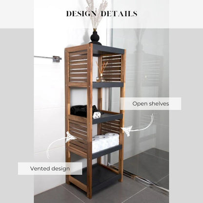 Open-Shelf Storage Unit with Vented Design, Brown and Gray - Elements Collection - 42 3/4Hx14.5Lx11 3/4W