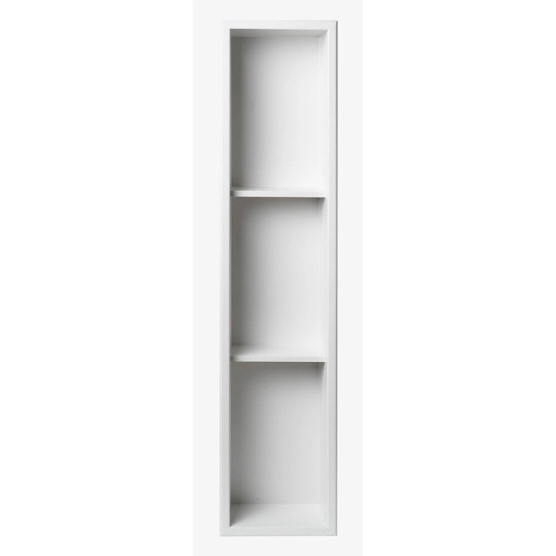 ALFI brand 8 x 36 White Matte Stainless Steel Vertical Triple Shelf Bath Shower Niche