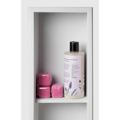 ALFI brand 8 x 36 White Matte Stainless Steel Vertical Triple Shelf Bath Shower Niche