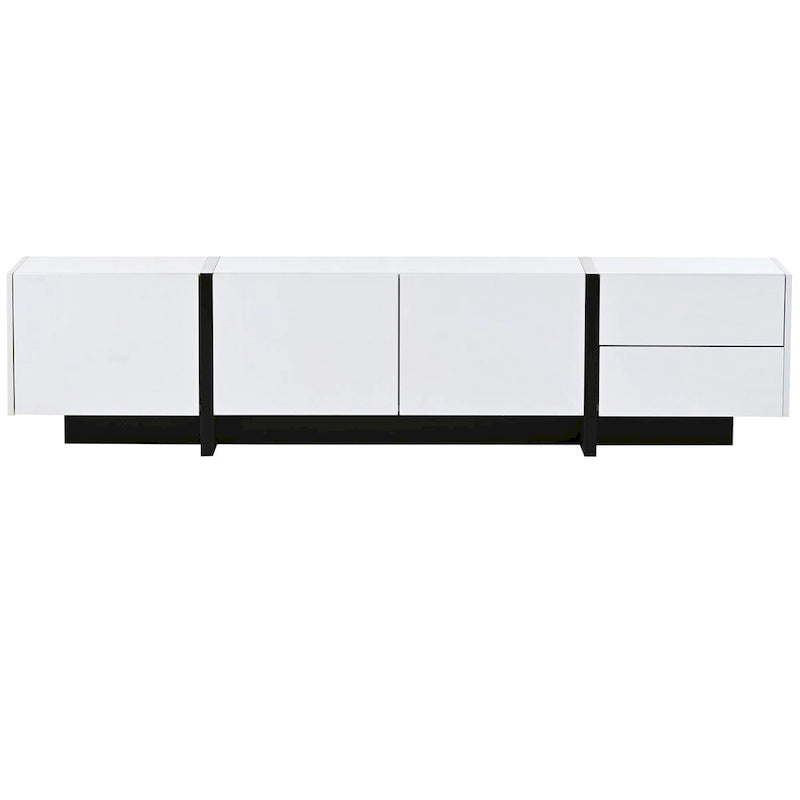 Siavonce White & Black Contemporary Rectangle Design TV Stand - 74.8W x 13.7D x 17.7H