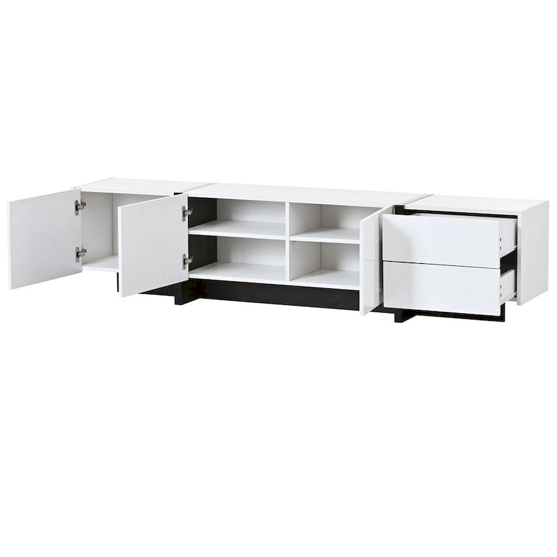 Siavonce White & Black Contemporary Rectangle Design TV Stand - 74.8W x 13.7D x 17.7H
