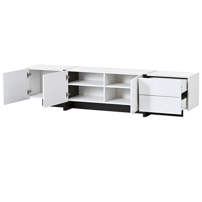 Siavonce White & Black Contemporary Rectangle Design TV Stand - 74.8W x 13.7D x 17.7H