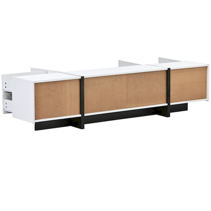 Siavonce White & Black Contemporary Rectangle Design TV Stand - 74.8W x 13.7D x 17.7H