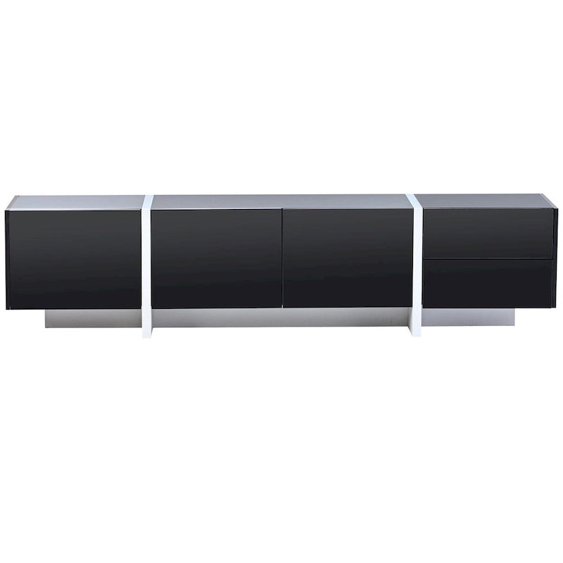Siavonce White & Black Contemporary Rectangle Design TV Stand - 74.8W x 13.7D x 17.7H