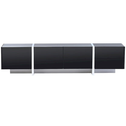 Siavonce White & Black Contemporary Rectangle Design TV Stand - 74.8W x 13.7D x 17.7H