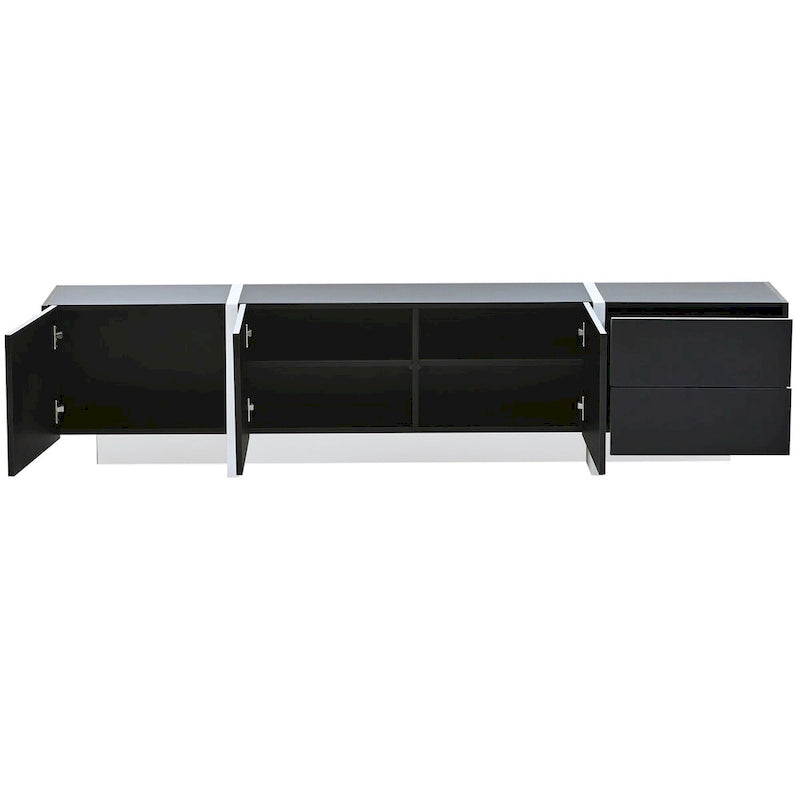Siavonce White & Black Contemporary Rectangle Design TV Stand - 74.8W x 13.7D x 17.7H