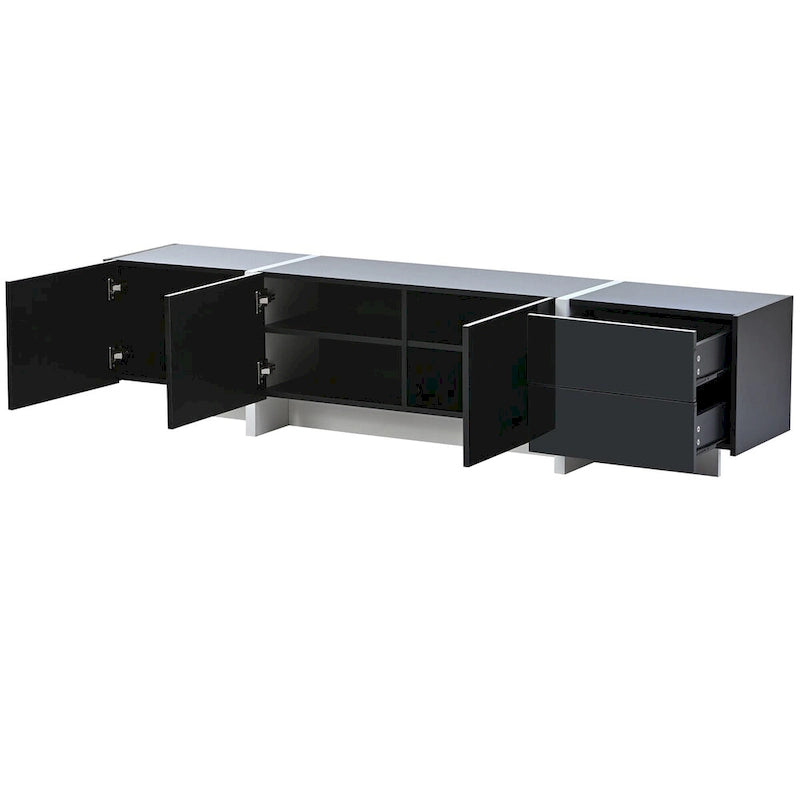Siavonce White & Black Contemporary Rectangle Design TV Stand - 74.8W x 13.7D x 17.7H