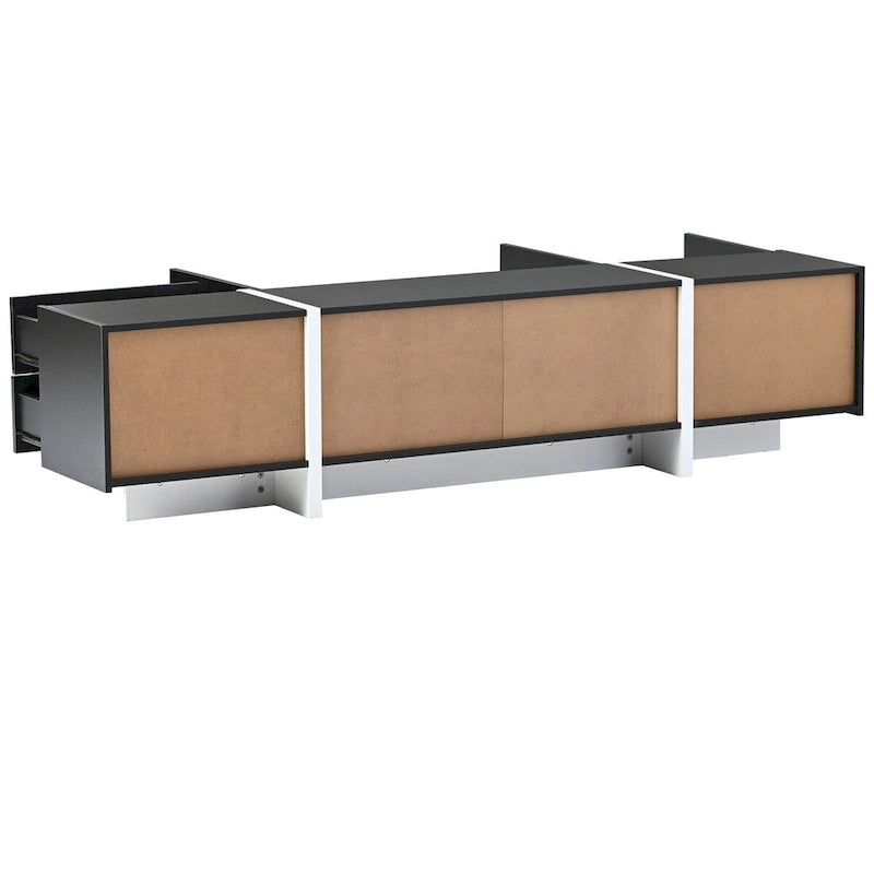 Siavonce White & Black Contemporary Rectangle Design TV Stand - 74.8W x 13.7D x 17.7H