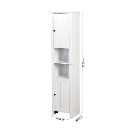 White Bathroom Storage Floor Cabinet with 6 Shelves