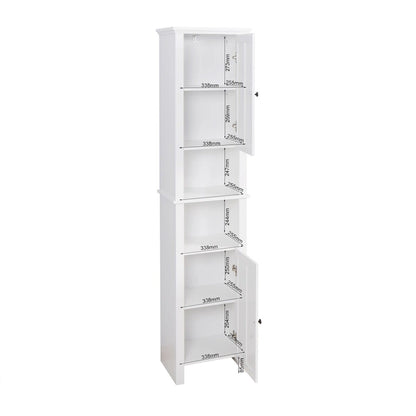 White Bathroom Storage Floor Cabinet with 6 Shelves