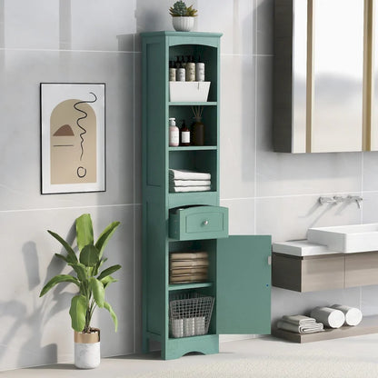Tall Bathroom Cabinet Freestanding Storage Cabinet with Drawer - 13.4L x 9.1W x 66.9H