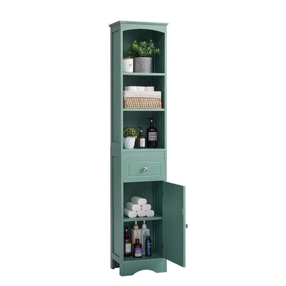Tall Bathroom Cabinet Freestanding Storage Cabinet with Drawer - 13.4L x 9.1W x 66.9H