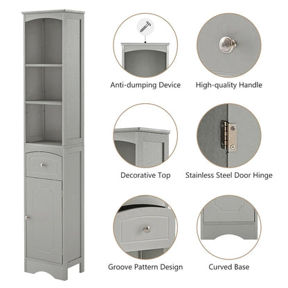 Tall Bathroom Cabinet Freestanding Storage Cabinet with Drawer - 13.4L x 9.1W x 66.9H
